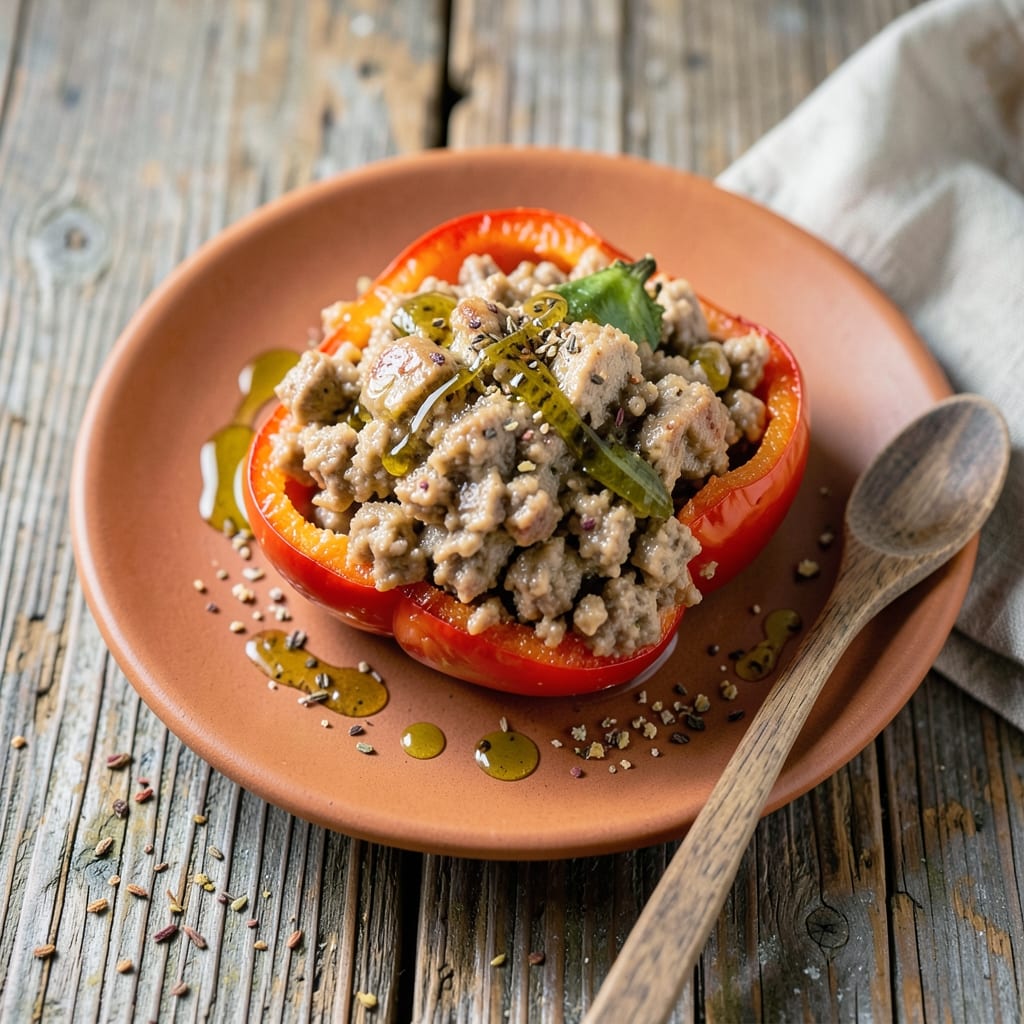 Visual representation of stuffed bell pepper recipe ground turkey