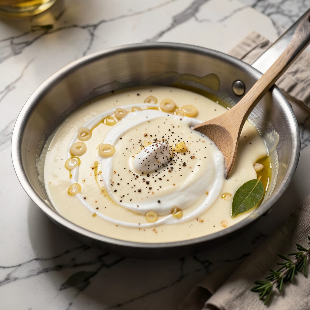 Visual representation of white wine sauce recipe