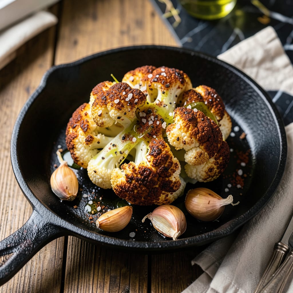 Whole Head of Cauliflower Recipe: Crispy Roasted With Bold Spices illustration with key details