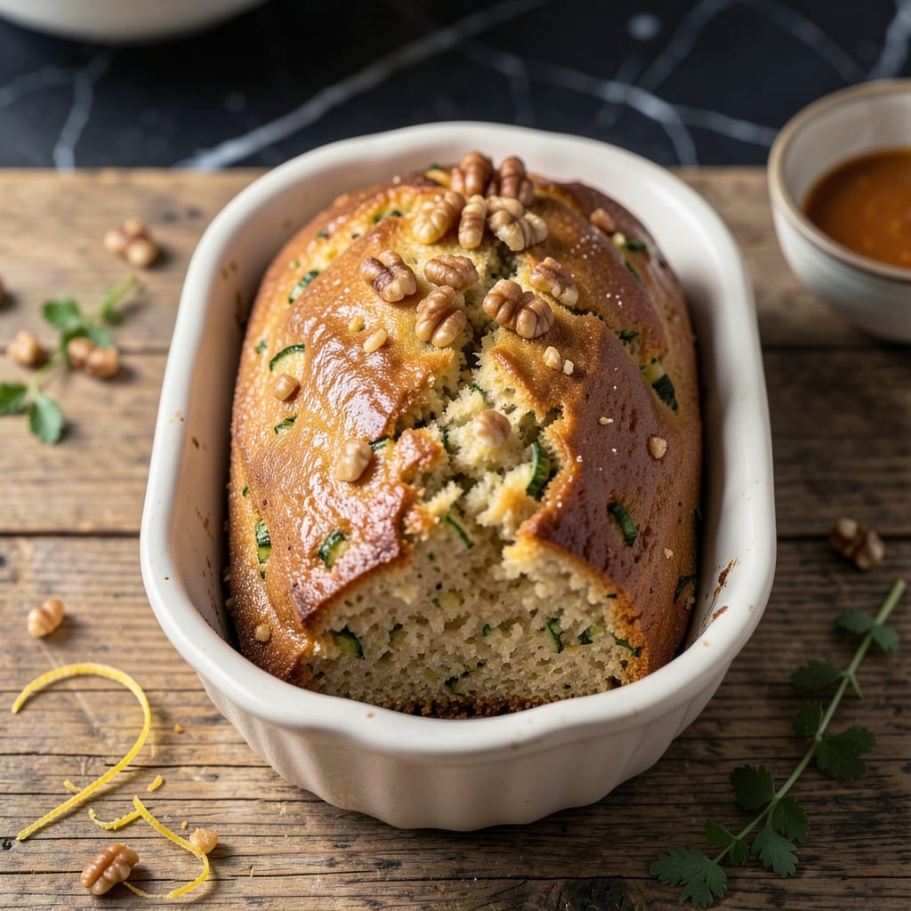 Zucchini Bread Recipe Moist: Walnut Studded Loaf With Stay Fresh Texture example with annotations